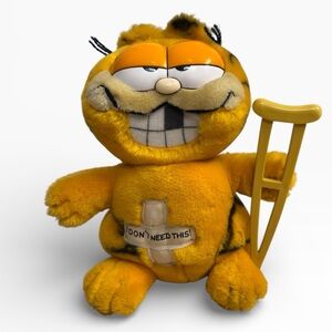 Vintage 1978 Dakin Garfield Plush I Don’t Need This Crutch Bandage Stuffed